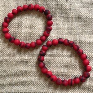 Red and Black Marble Bracelet Set